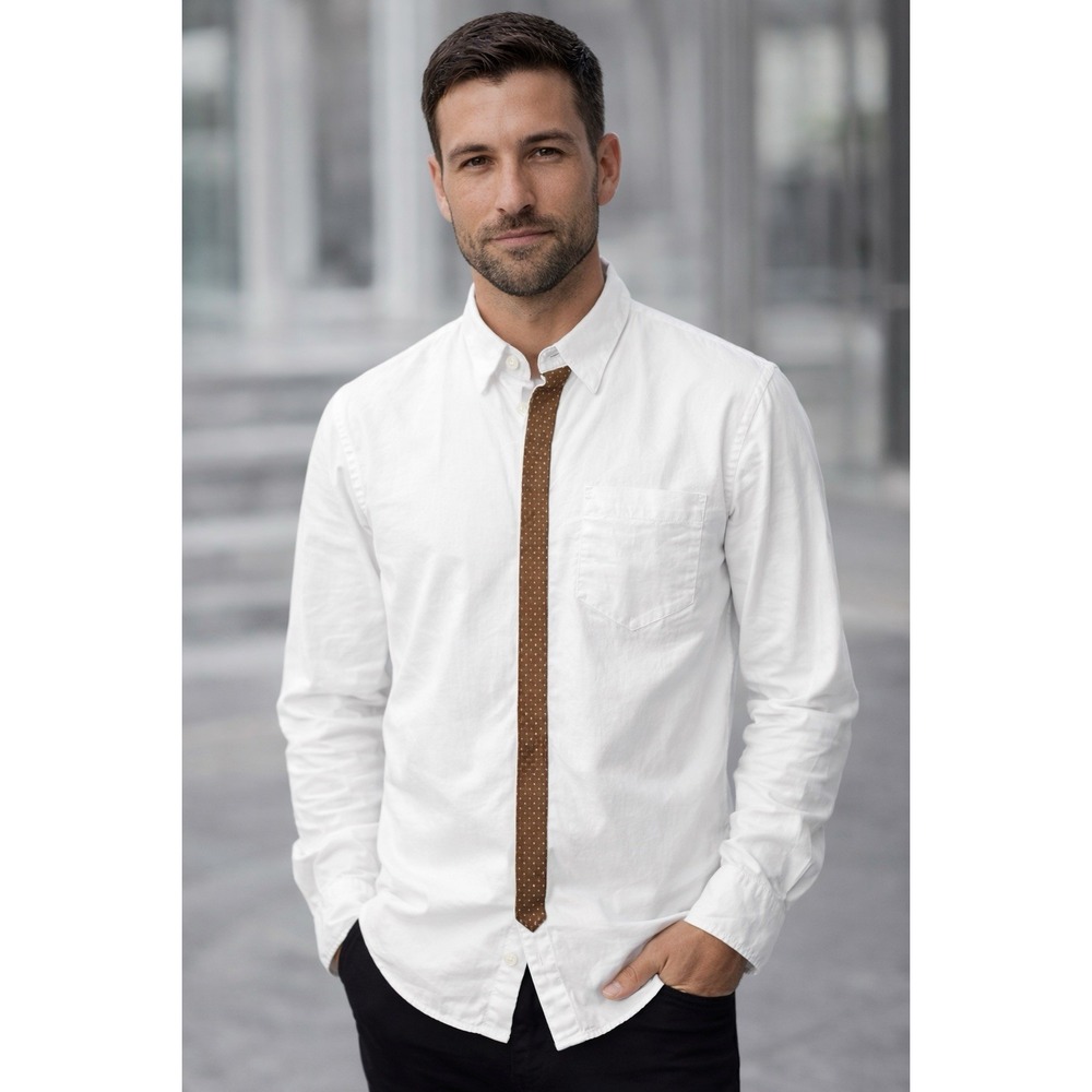 Marc Ecko Cut Sew Shirt L White Button Down Contrast Trim Cotton Casual Work